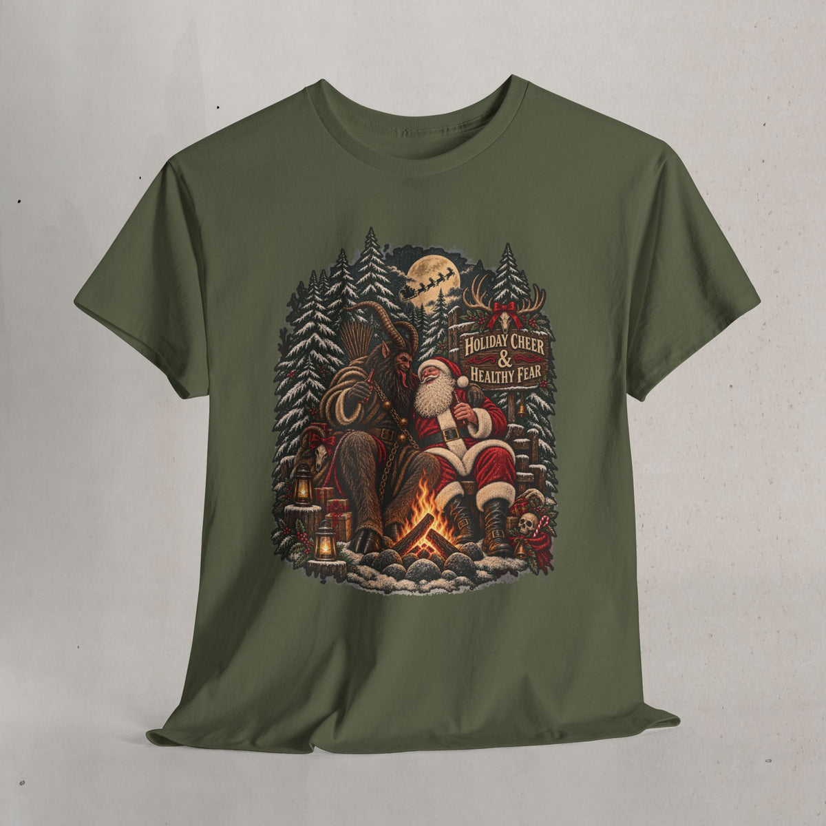 Santa & Krampus Camping Graphic Tee