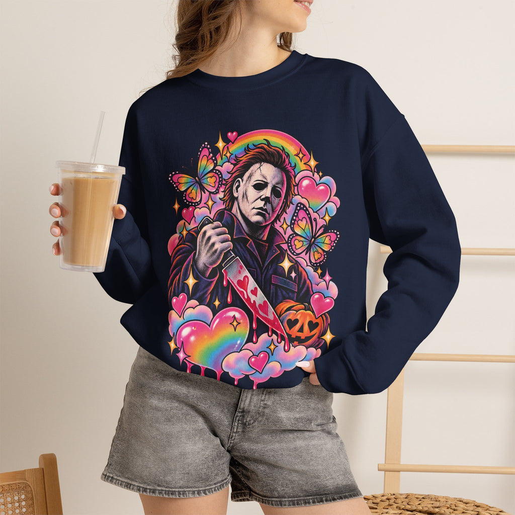 Colorful Michael Myers Horror Heart Crewneck