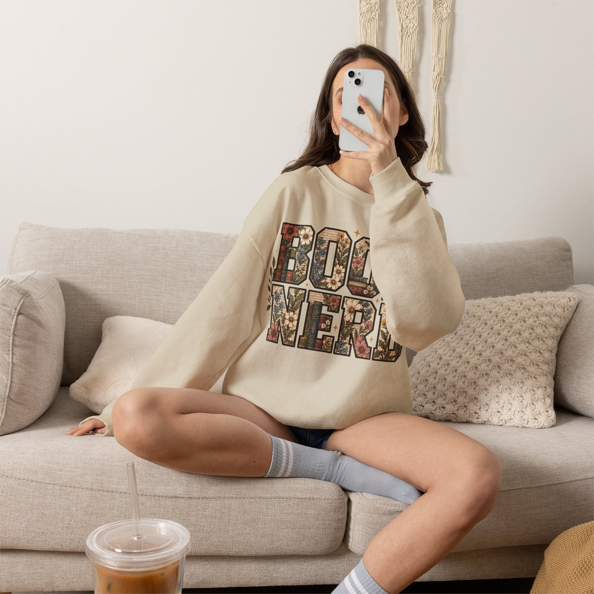 Floral Book Nerd Crewneck Sweatshirt