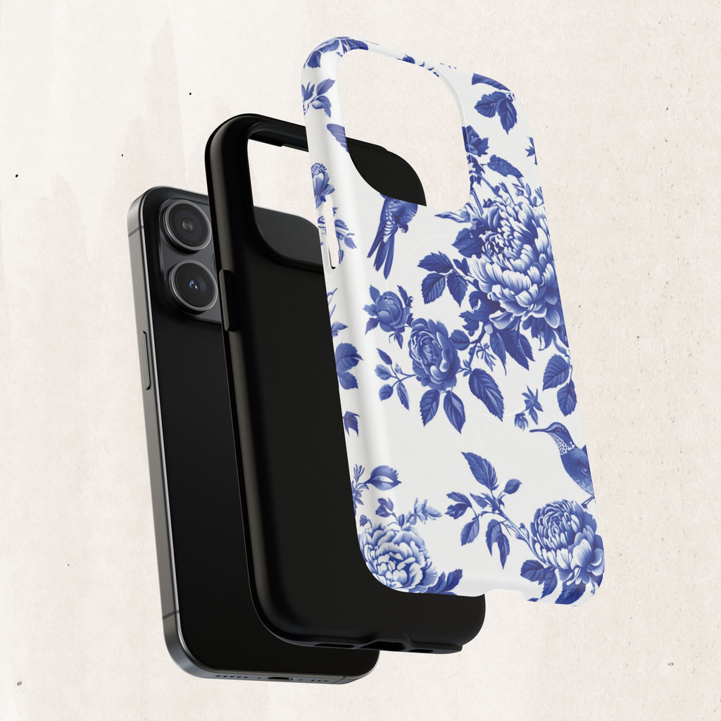 Blue Floral Bird Tough Magnetic Phone Case