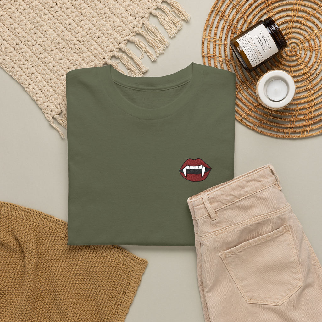 Embroidered Vampire Fangs Tee