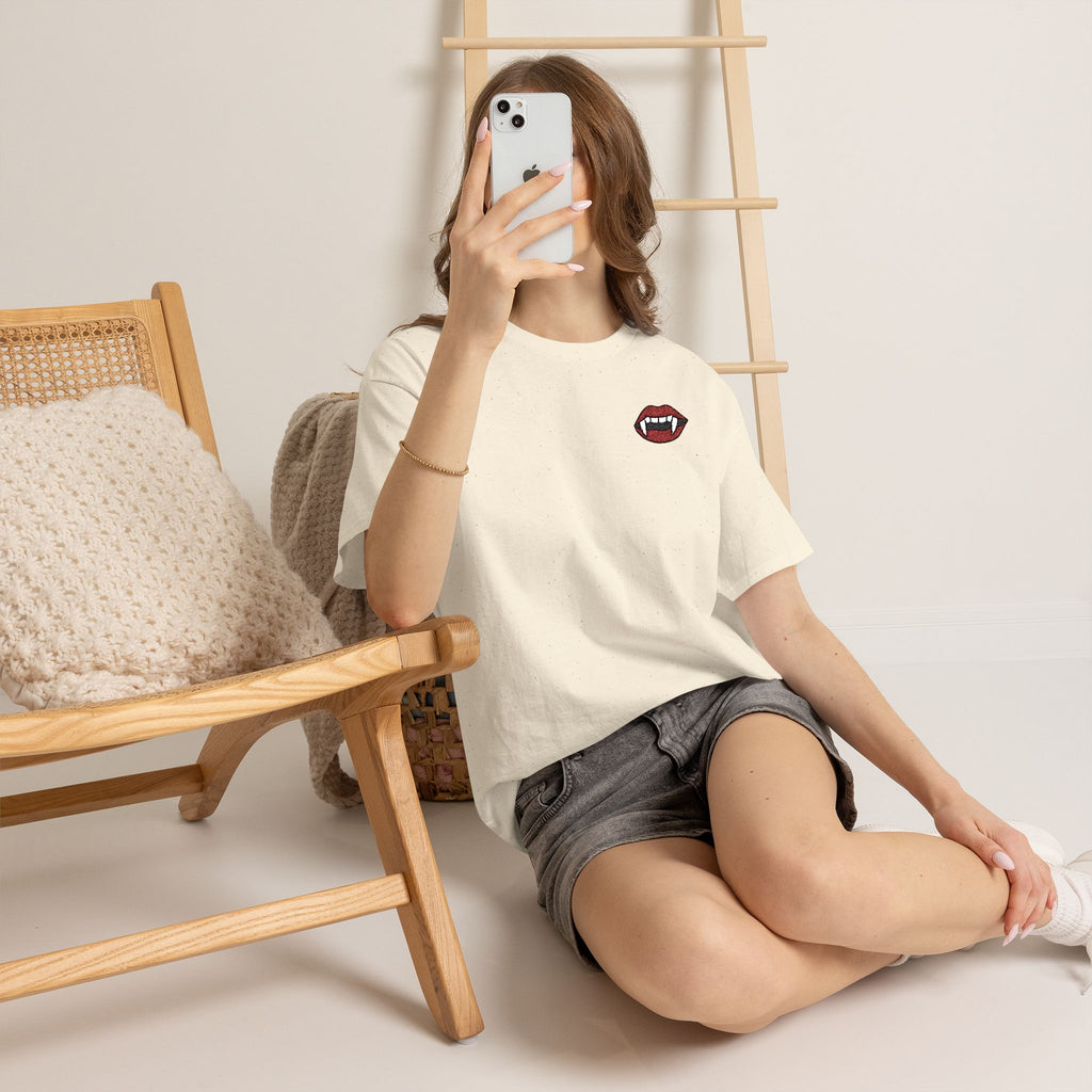 Embroidered Vampire Fangs Tee