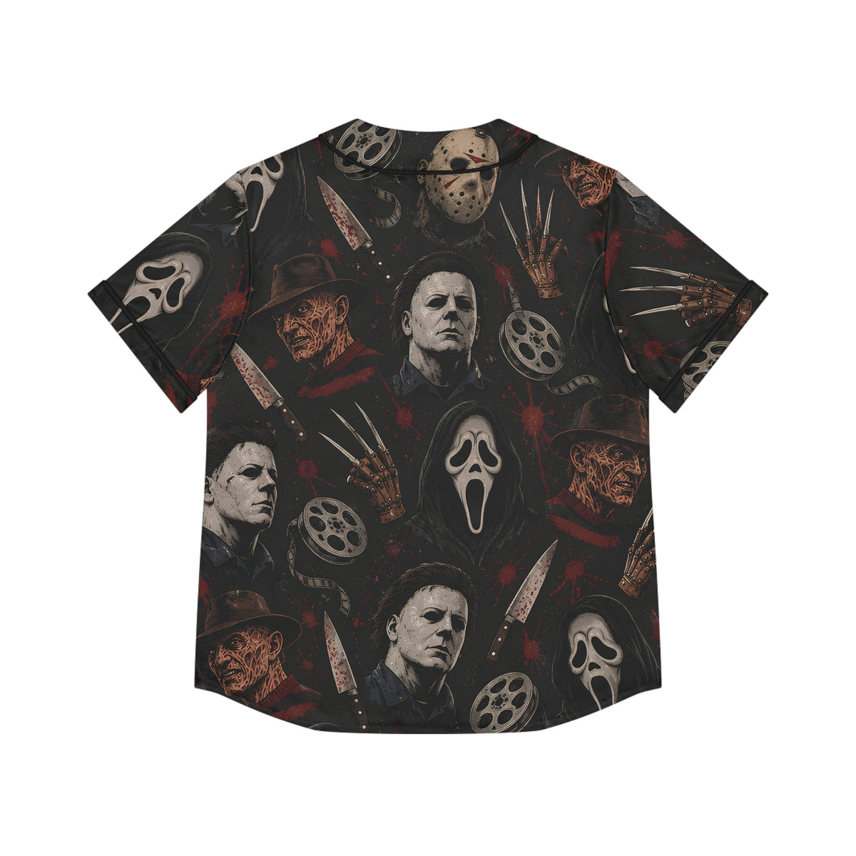 Horror Icons Baseball Jersey — All-Over Print Scary Movie Collage