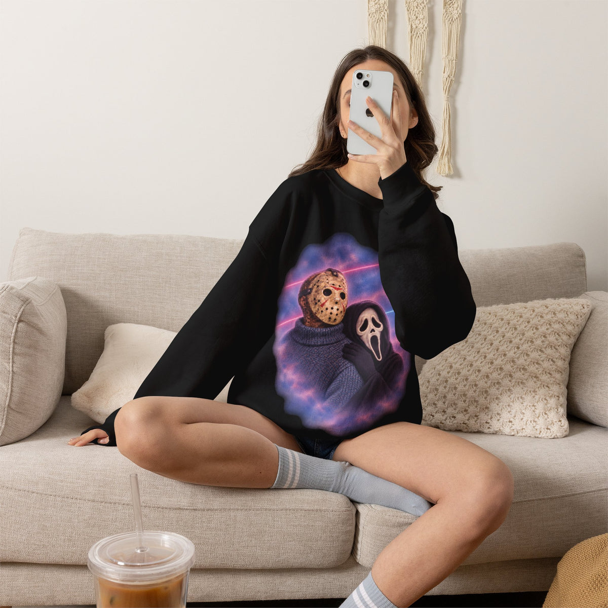 Jason & Ghostface 80's Glamour Shot Sweatshirt