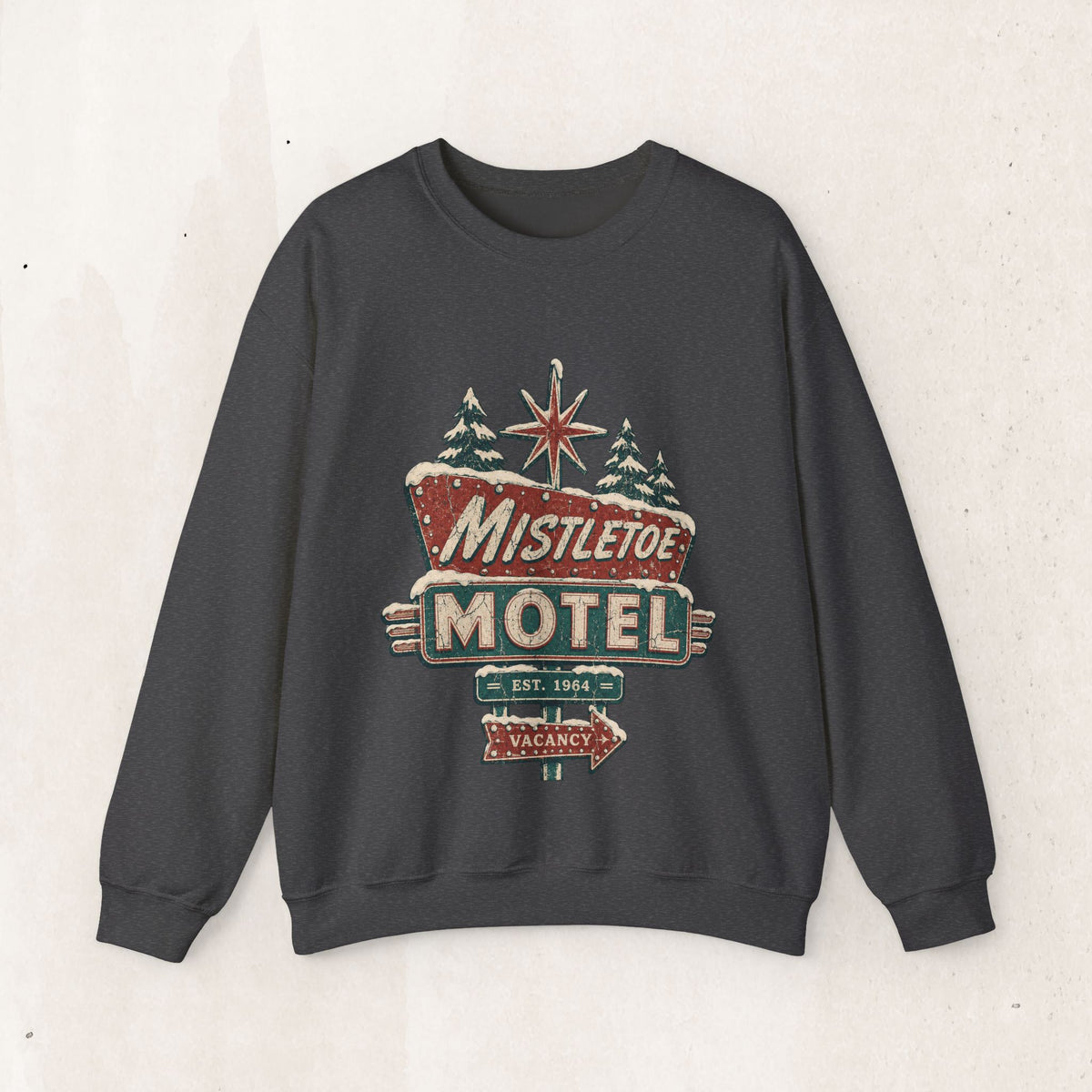Mistletoe Motel Christmas Sweatshirt, Retro Christmas Motel Sign Crewneck