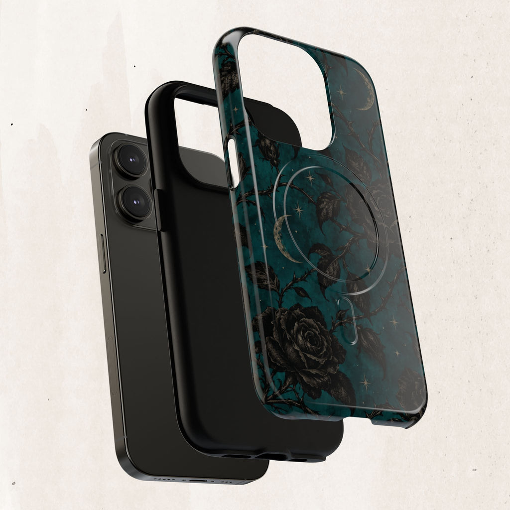 Teal Moon & Black Rose Tough Protective Case