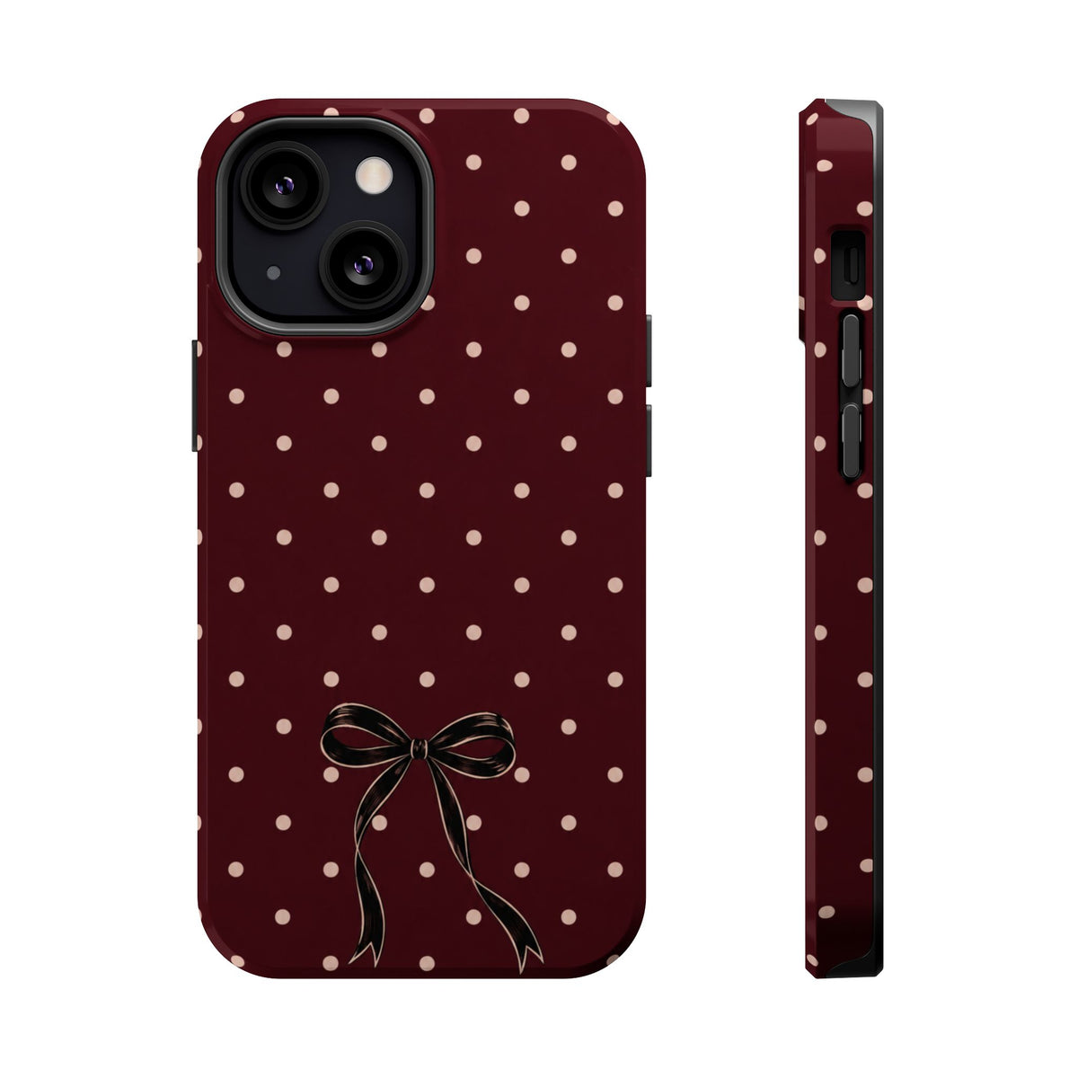 Burgundy Polka Dot Magnetic Phone Case, alternate view