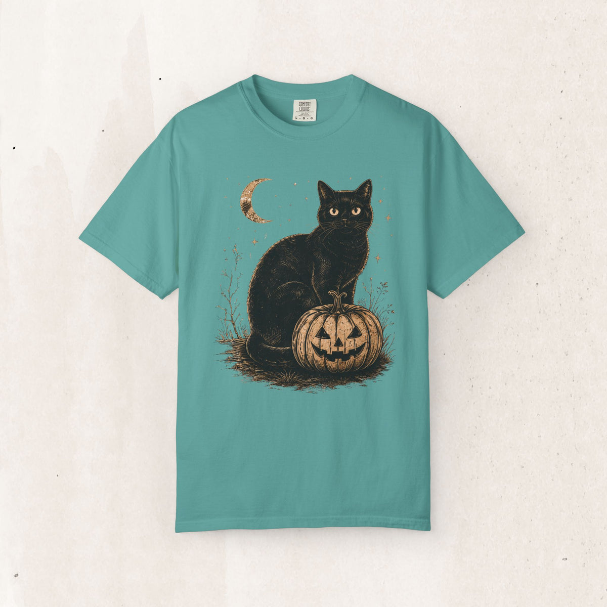 Halloween Black Cat & Pumpkin Tee
