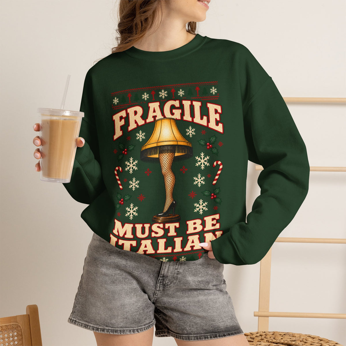 A Christmas Story 'Fragile! Must Be Italian' Sweatshirt in Black, alternate view
