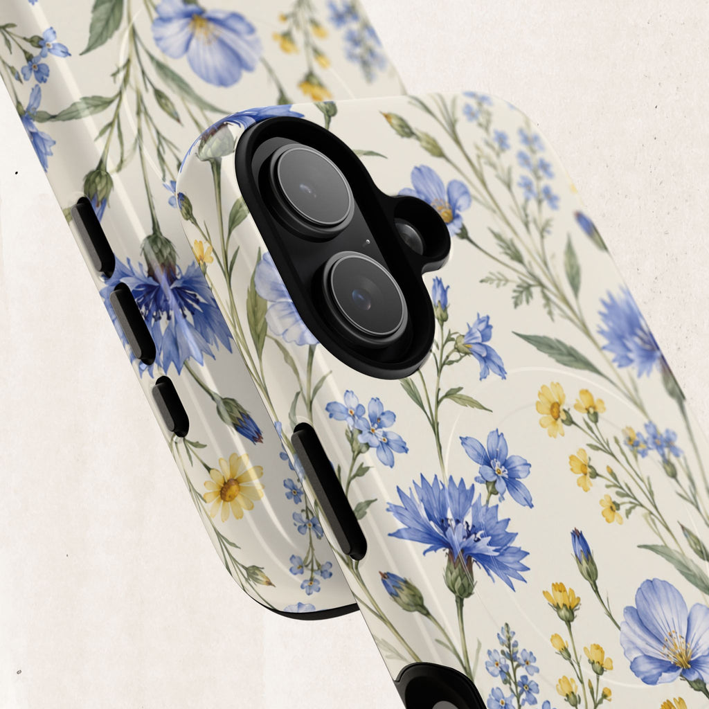 Floral Blue Cornflower  Magnetic Phone Case