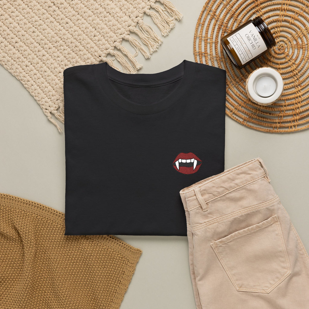Embroidered Vampire Fangs Tee