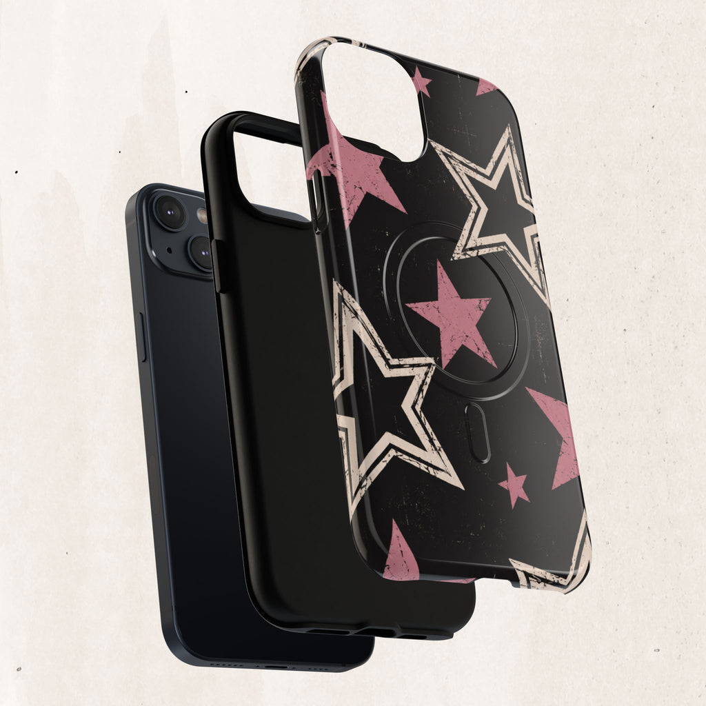 Magnetic Phone Case — Pink Retro Stars Tough Protective Cover Printify