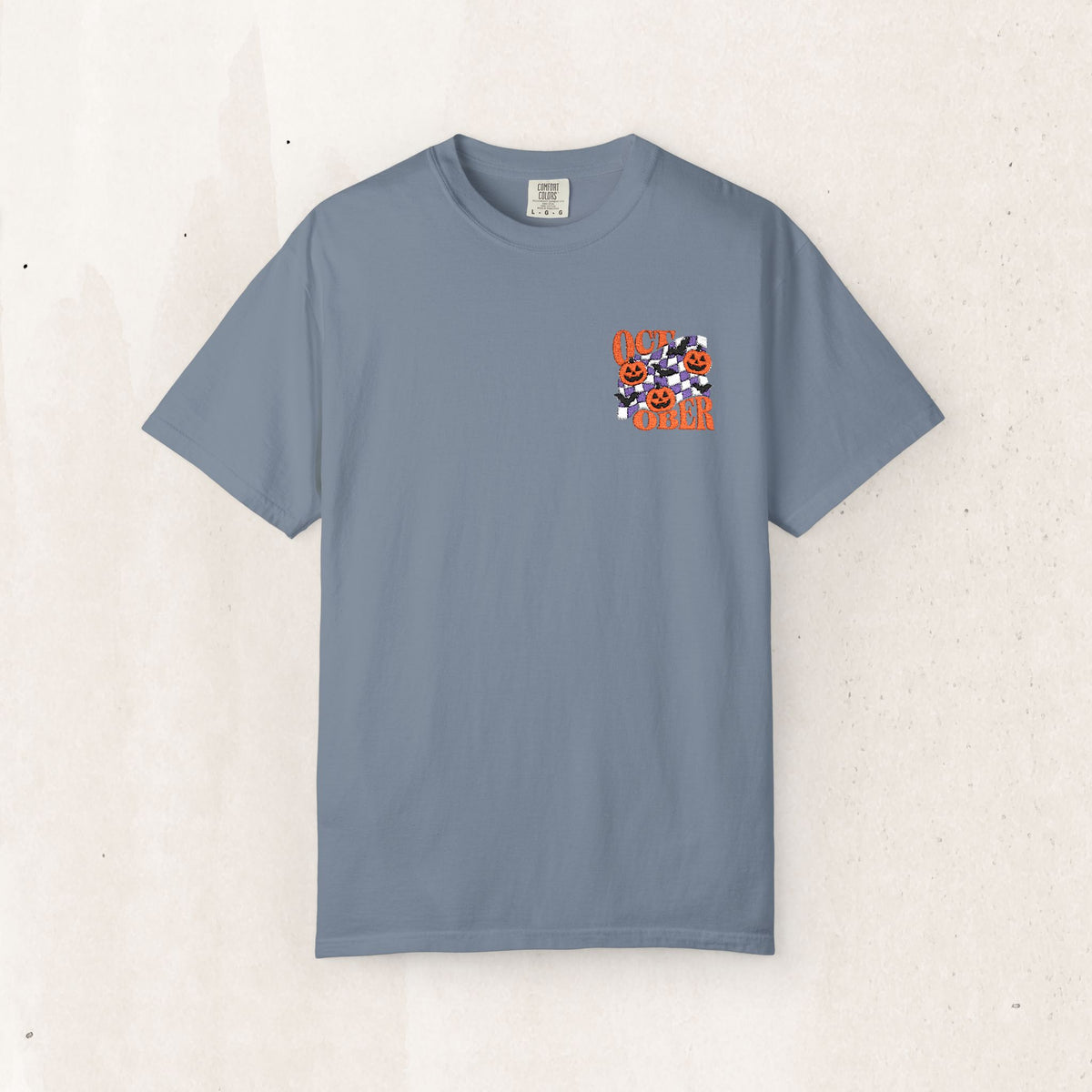 Embroidered Retro "October" Halloween Tee