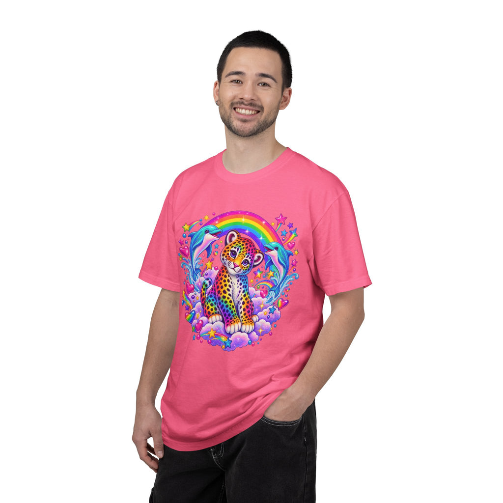 Lisa Frank Inspired Leopard Rainbow Tee