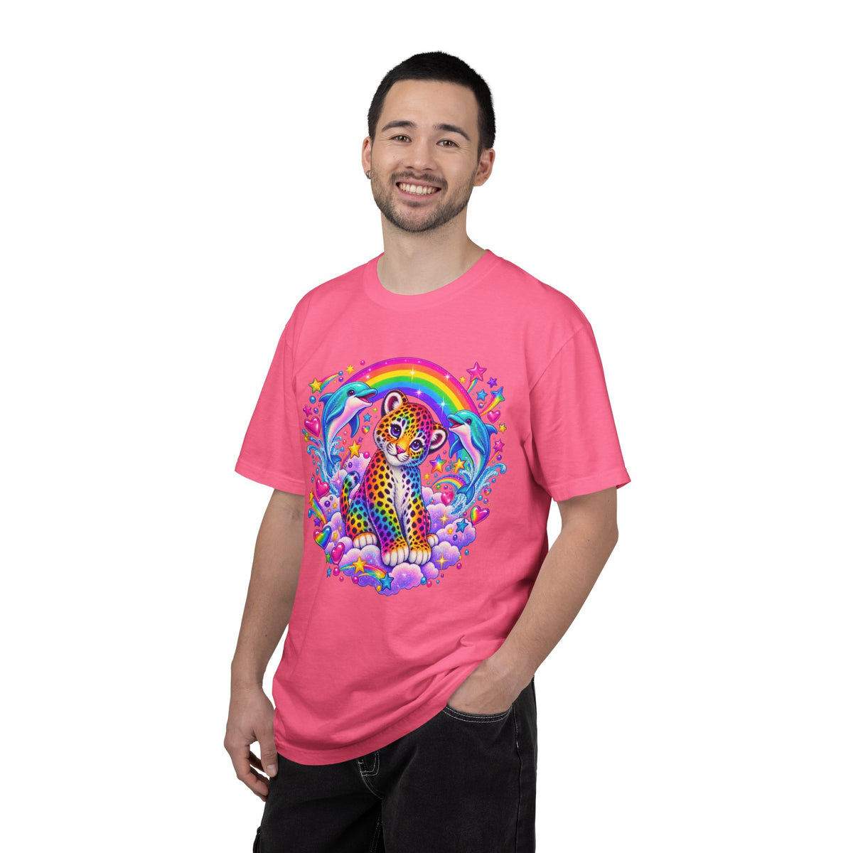 Lisa Frank Inspired Leopard Rainbow Tee