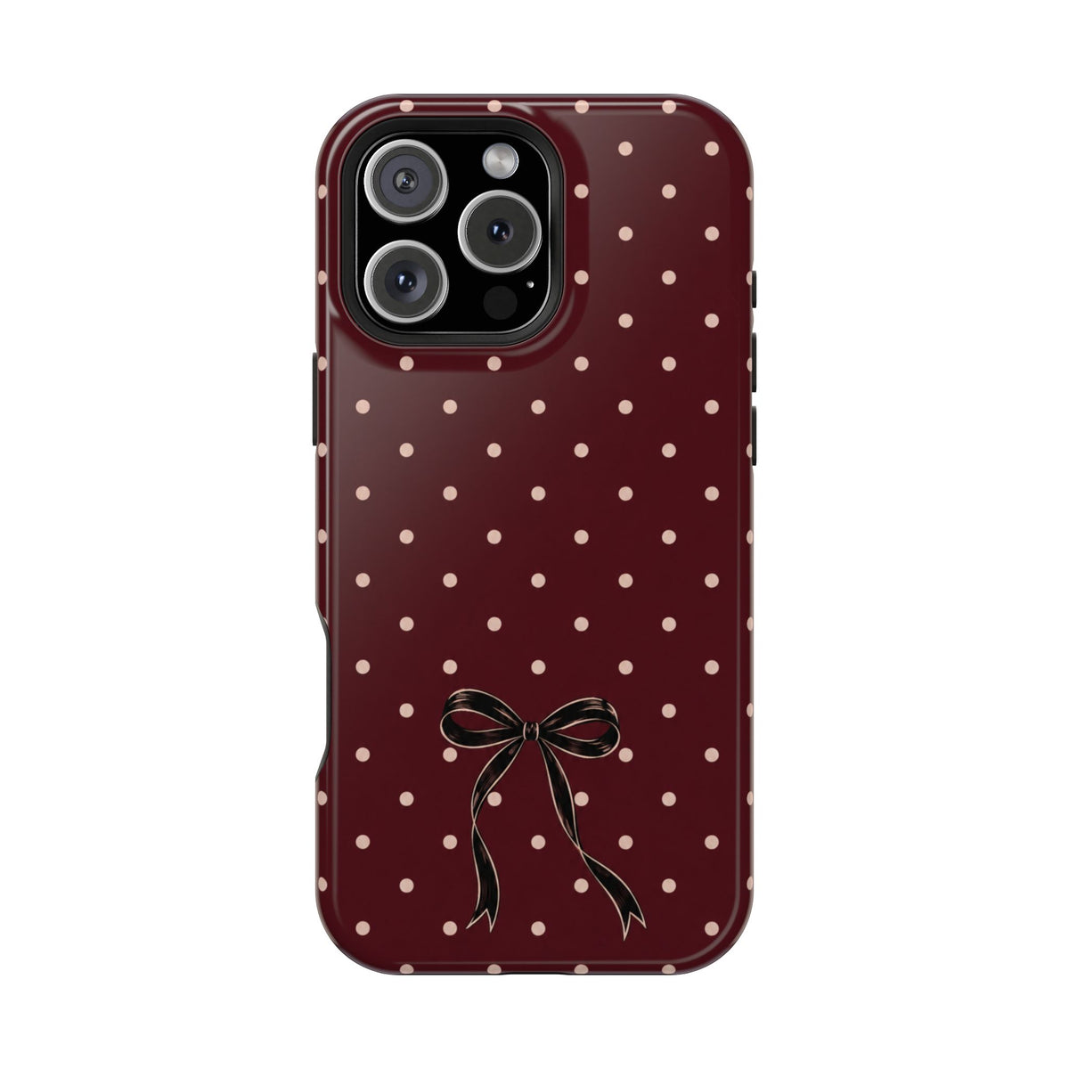 Burgundy Polka Dot Magnetic Phone Case, alternate view