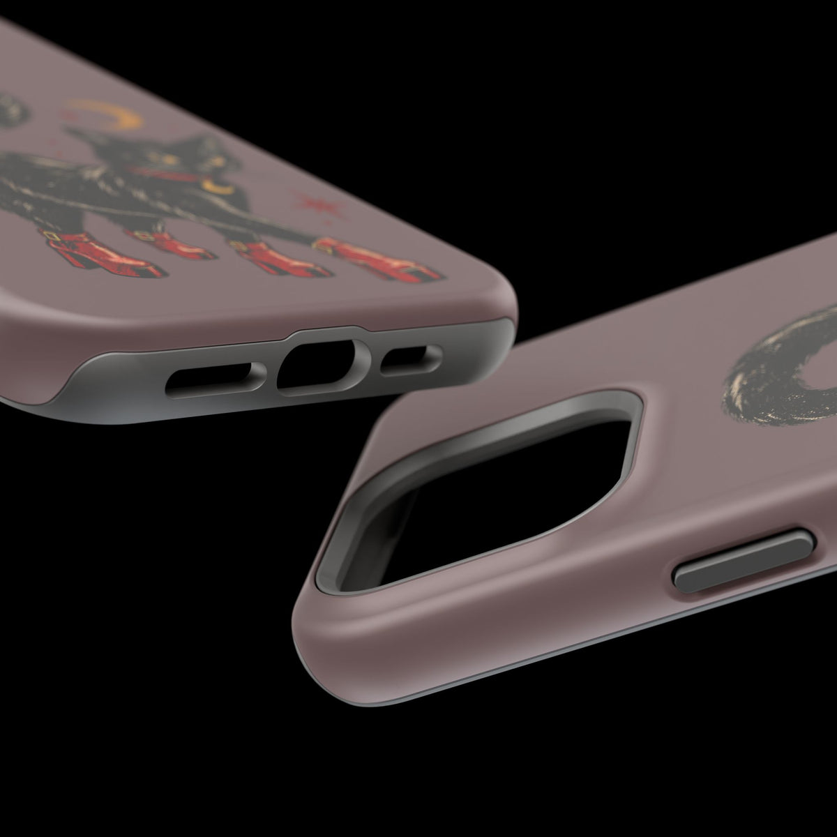 Black Cat in Red Boots MagSafe Phone Case, alternate view