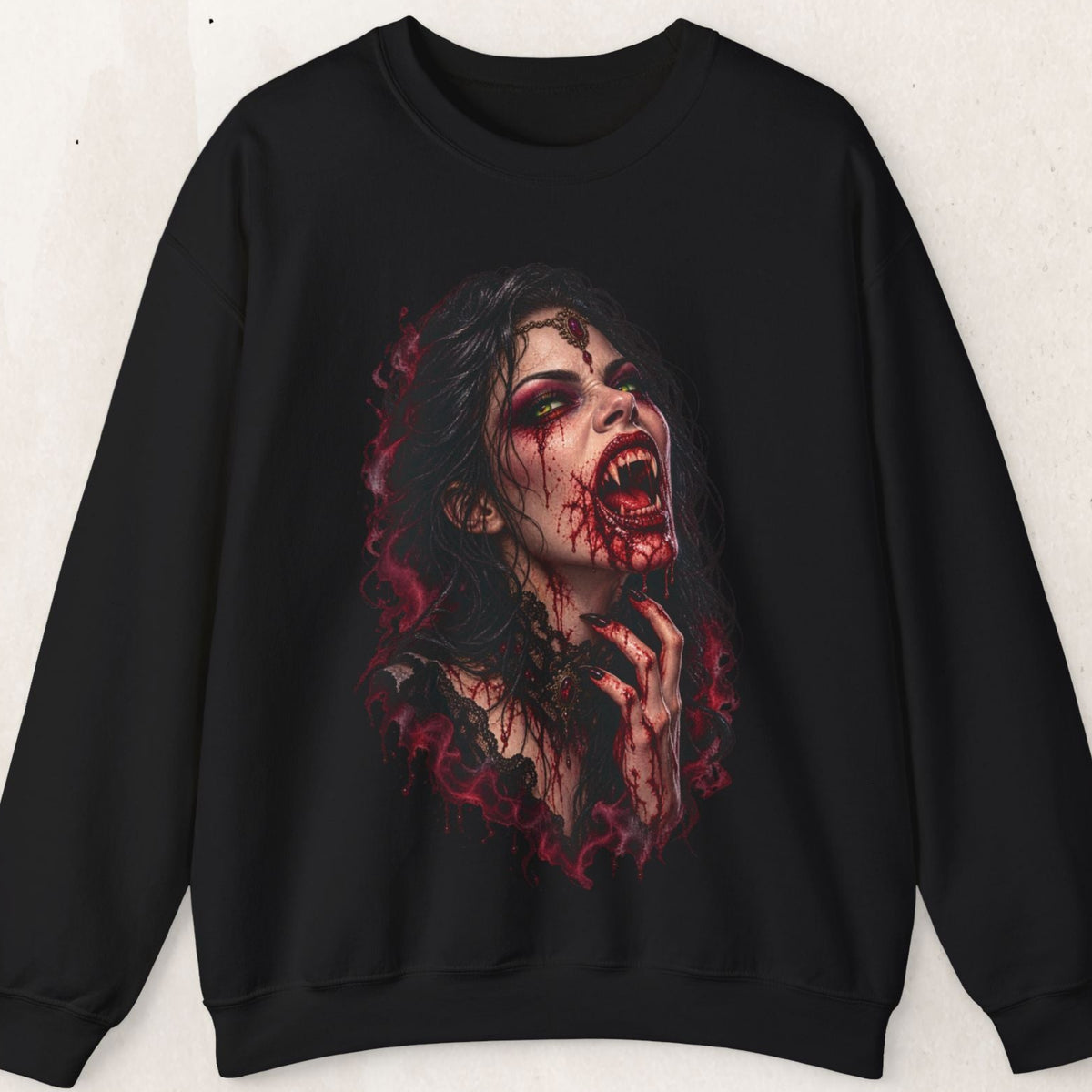 Bloody Horror Vampire Crewneck Sweatshirt Printify