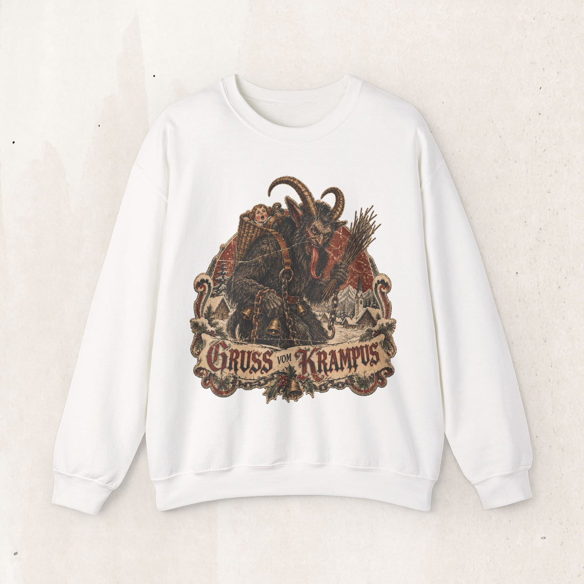 Gruss Vom Krampus Christmas Sweatshirt, Gothic Krampus Crewneck