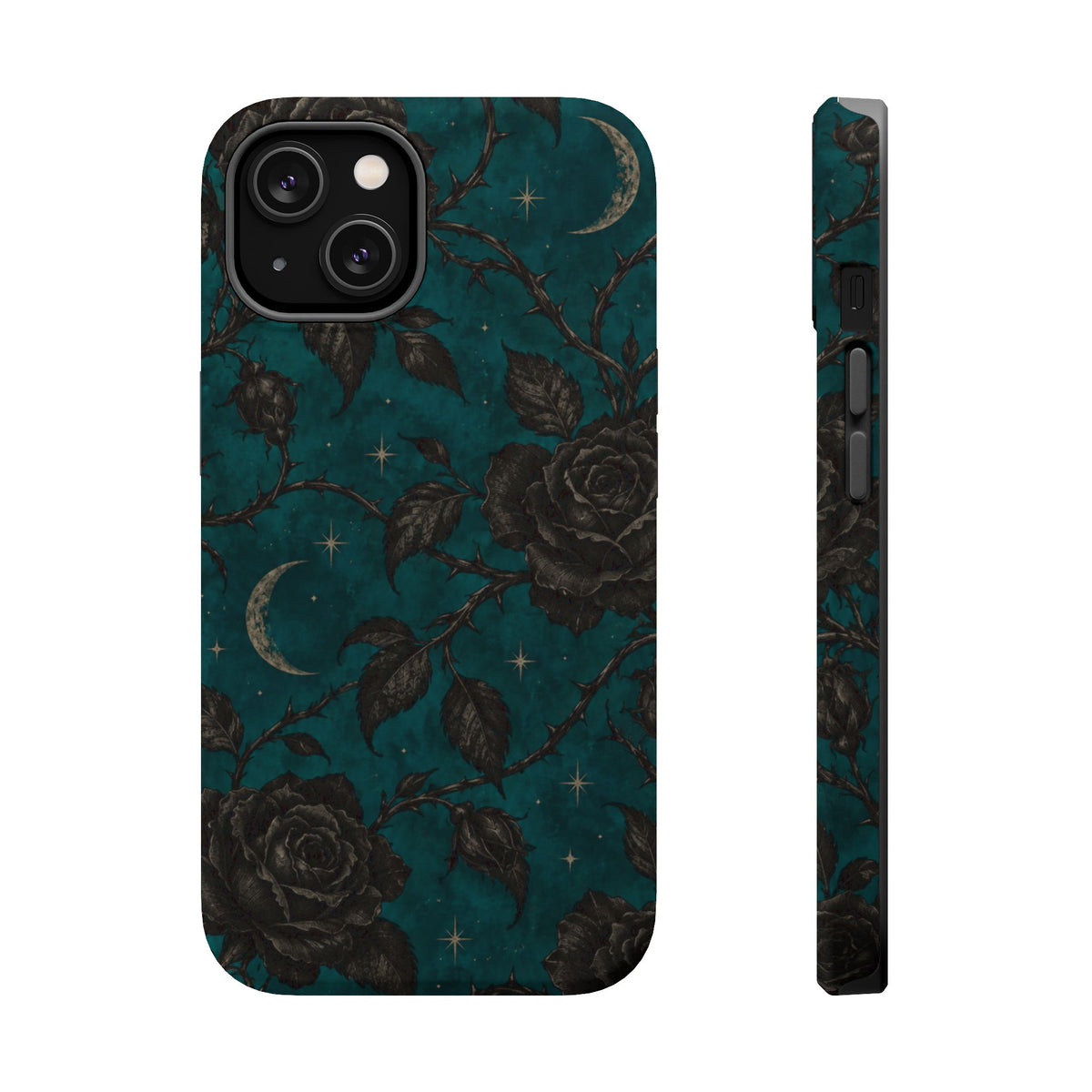 Teal Moon & Black Rose Magnetic Phone Case, alternate view