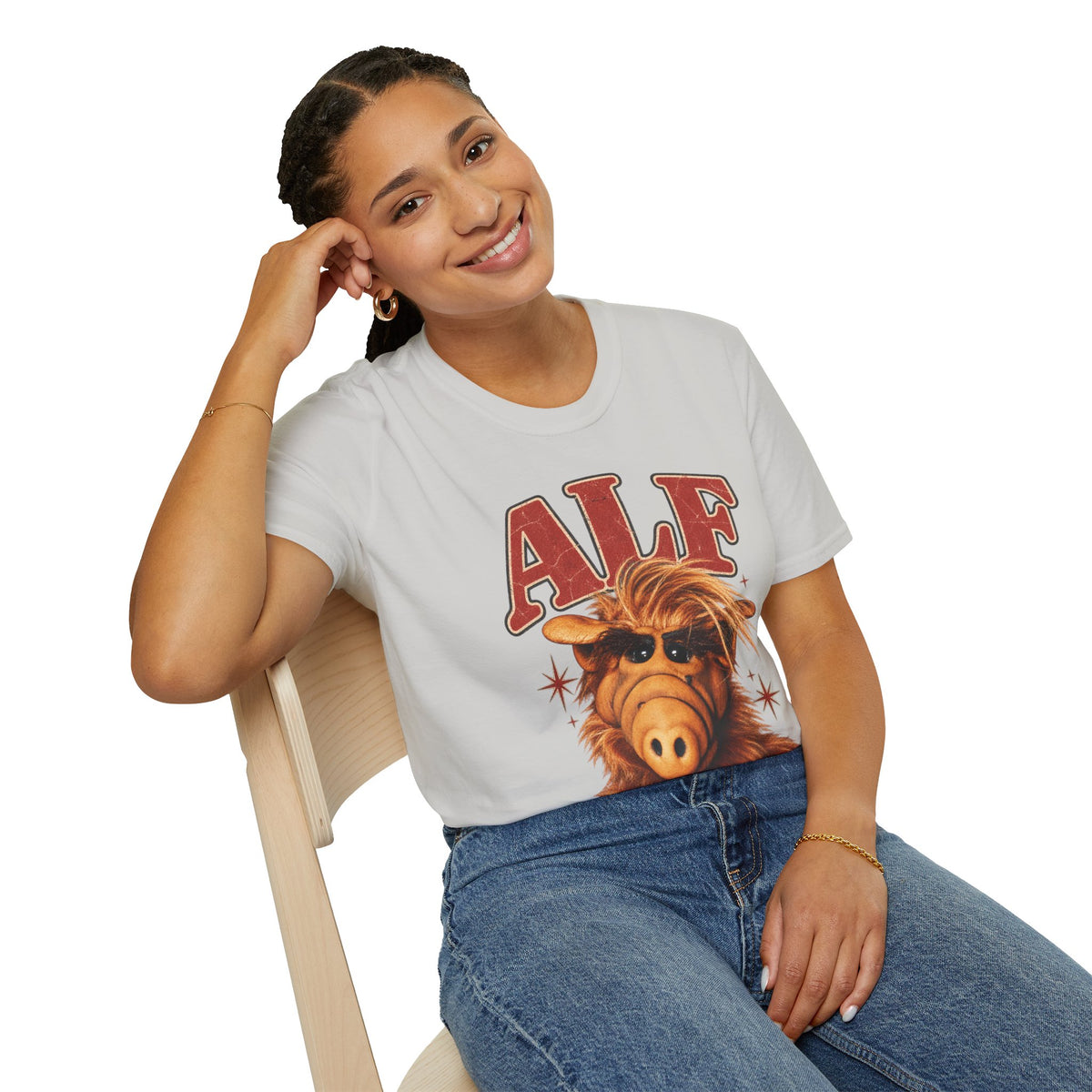 ALF Graphic Tee – Retro 80s TV Shirt – Ice Grey