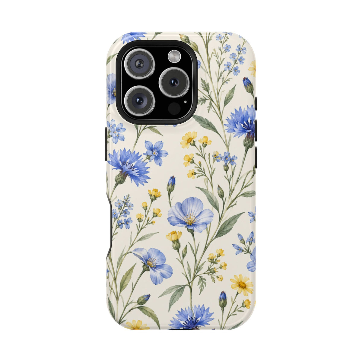 Floral Blue Cornflower Tough Magnetic Phone Case, alternate view