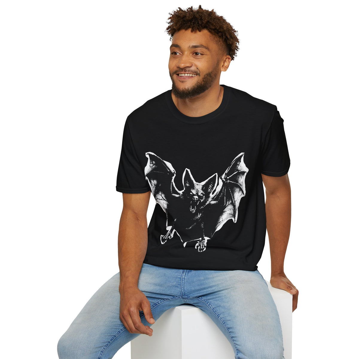 Flying Bat Graphic Tee in Black, alternate view