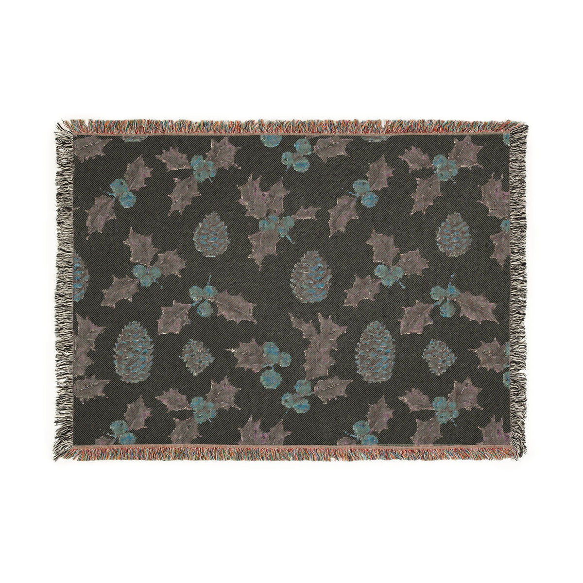 Pinecone & Holly Woven Blanket