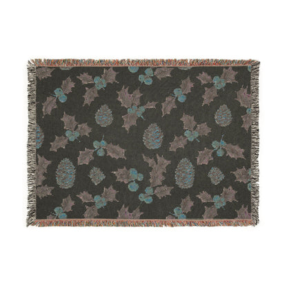 Pinecone & Holly Woven Blanket