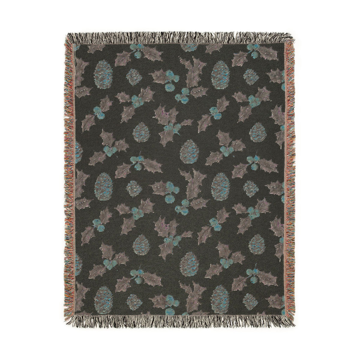 Pinecone & Holly Woven Blanket