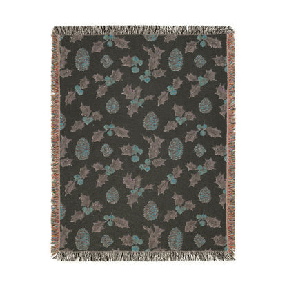 Pinecone & Holly Woven Blanket