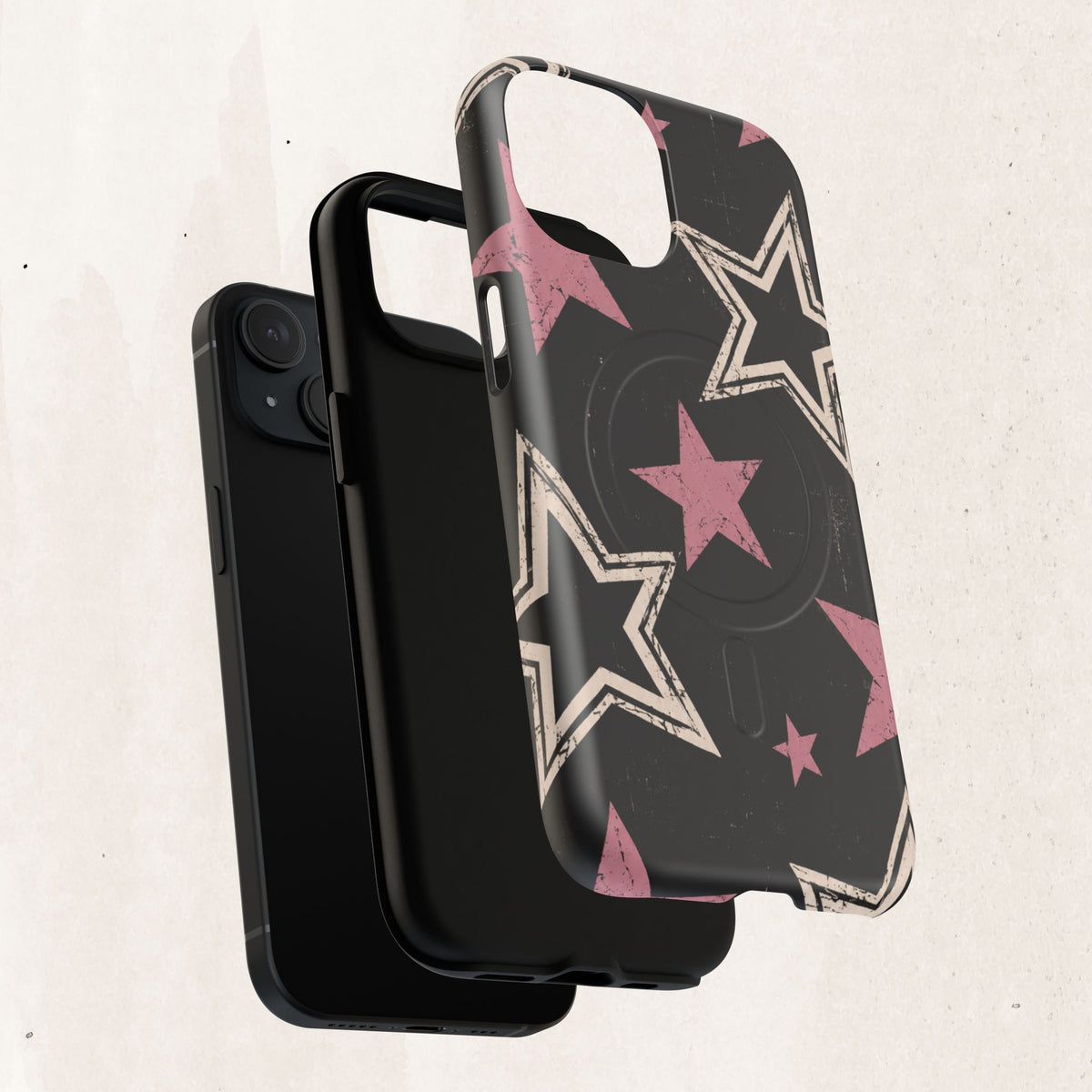 Magnetic Phone Case — Pink Retro Stars Tough Protective Cover Printify