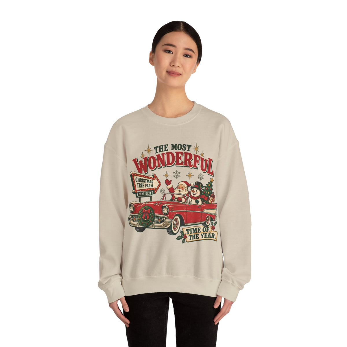 The Most Wonderful Time of the Year Vintage Red Truck Sweatshirt, Retro Christmas Snowman Crewneck
