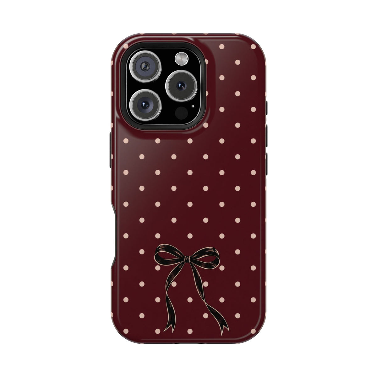 Burgundy Polka Dot Magnetic Phone Case, alternate view