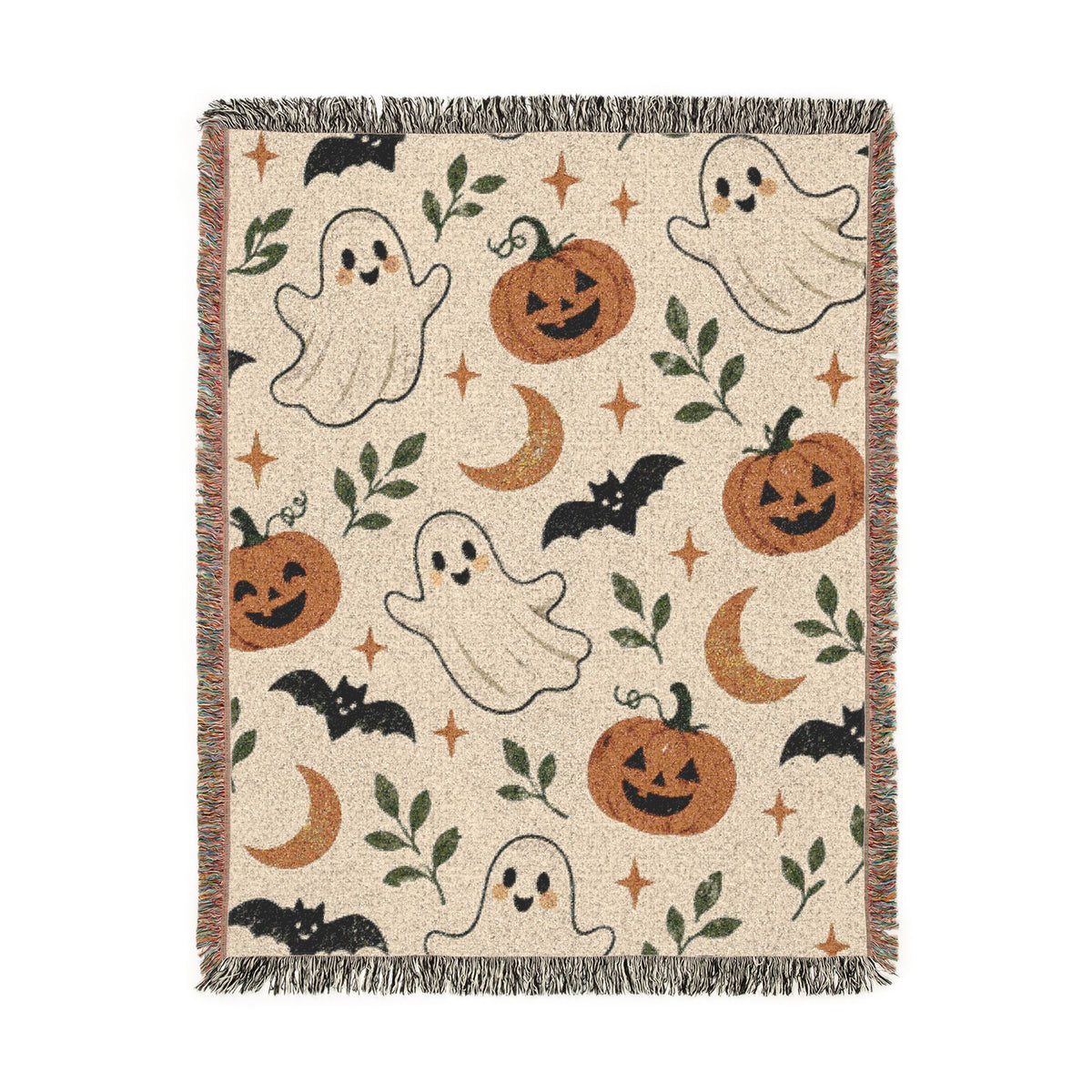 Halloween Ghost & Pumpkin Woven Blanket