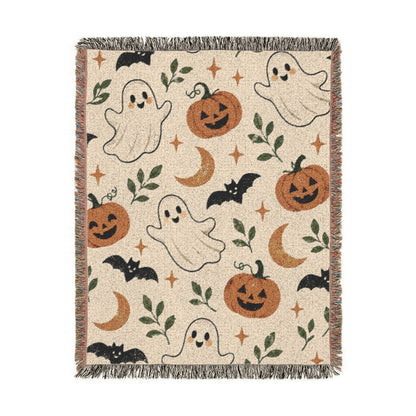 Halloween Ghost & Pumpkin Woven Blanket