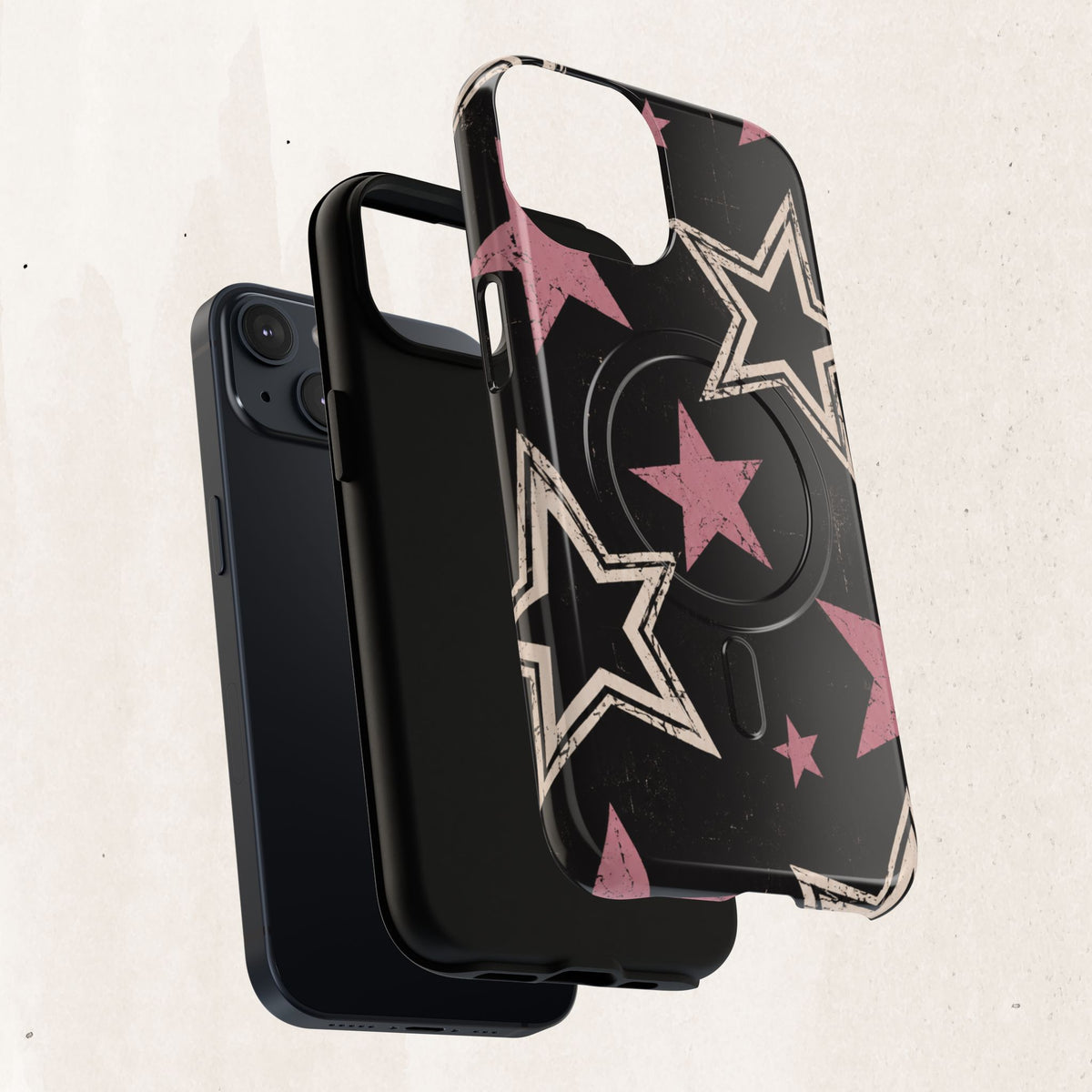 Magnetic Phone Case — Pink Retro Stars Tough Protective Cover Printify