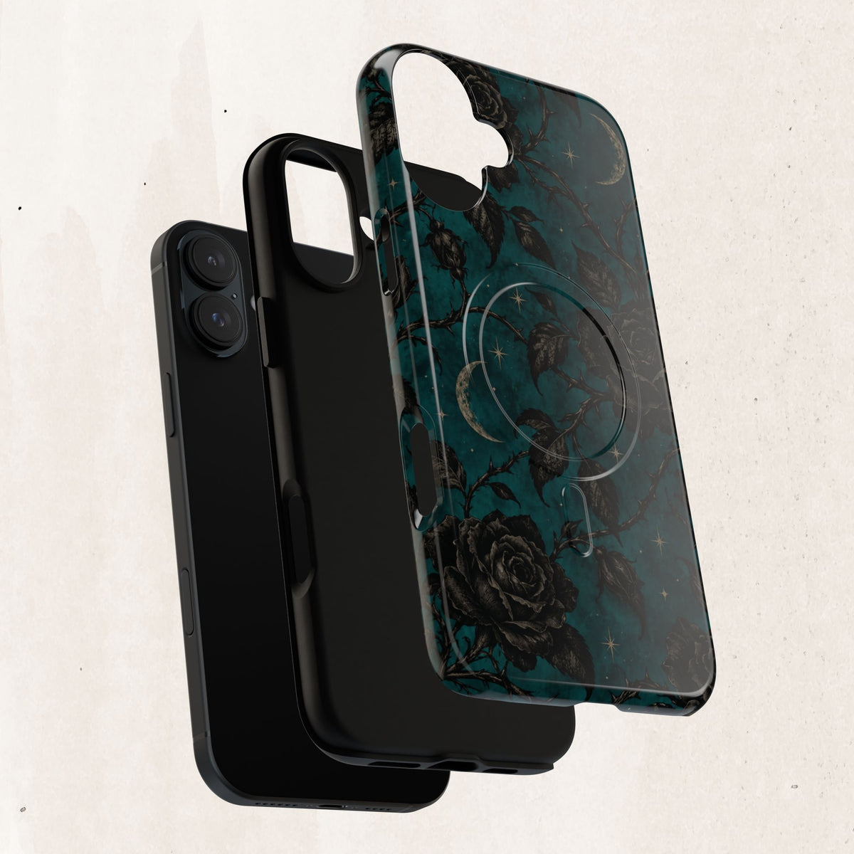 Teal Moon & Black Rose Tough Protective Case