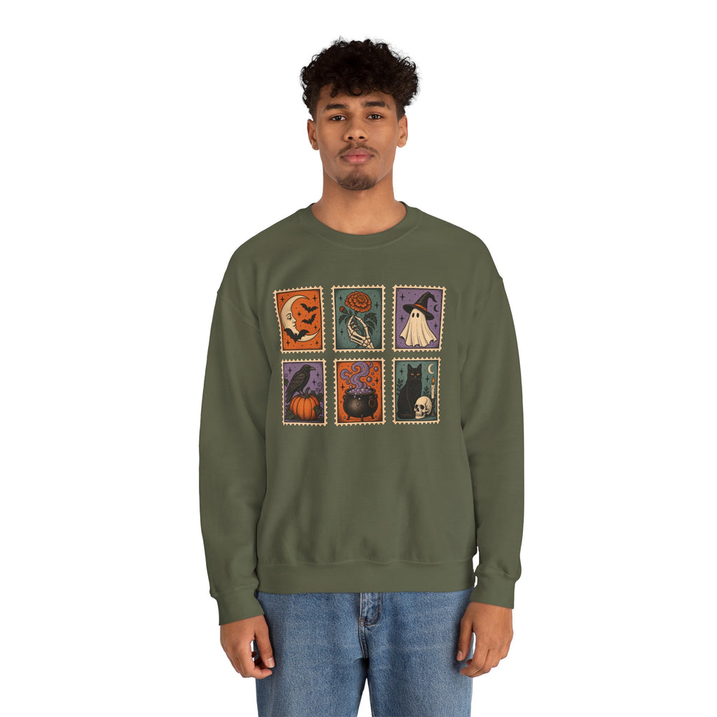 Vintage Spooky Stamp Panel Sweatshirt