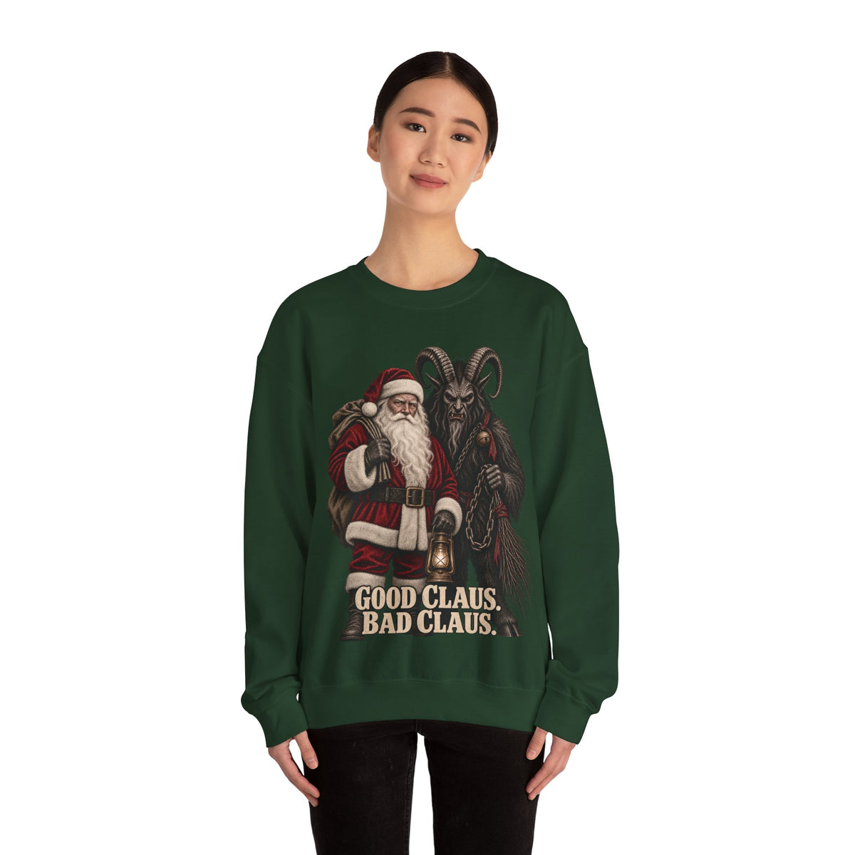 Krampus & Santa Claus Christmas Crewneck Sweater