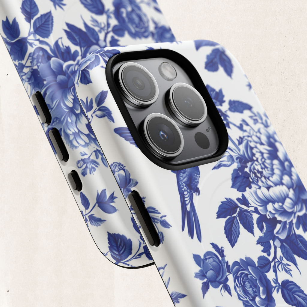 Blue Floral Bird Tough Magnetic Phone Case