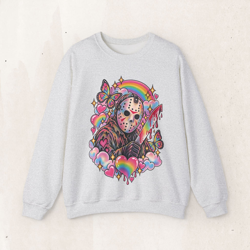 Jason Mask Rainbow Horror Crewneck Sweatshirt