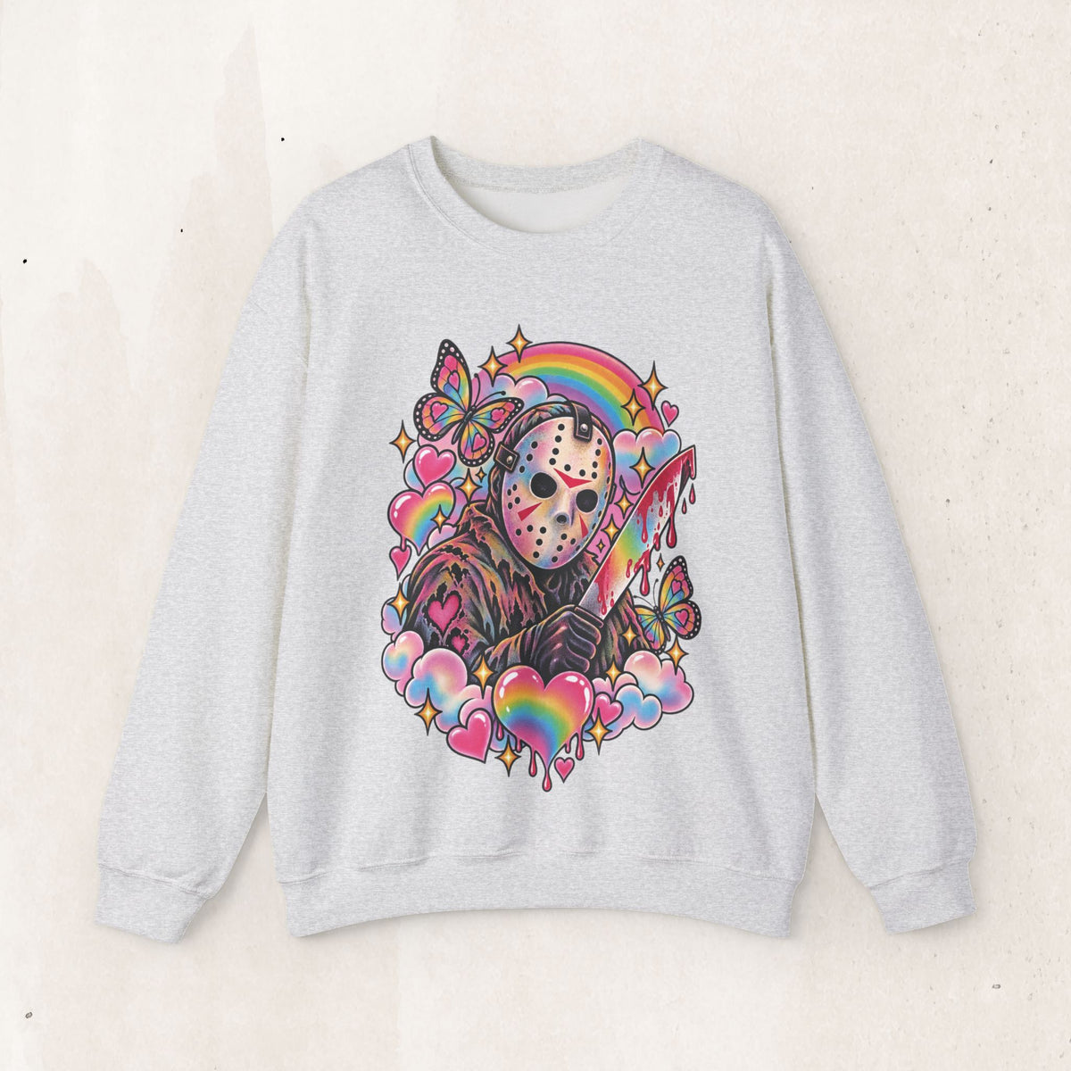 Jason Mask Rainbow Horror Crewneck Sweatshirt