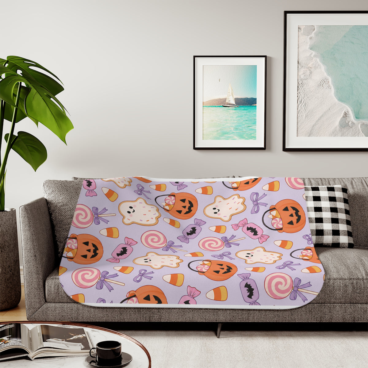 Halloween Candy Sherpa Blanket