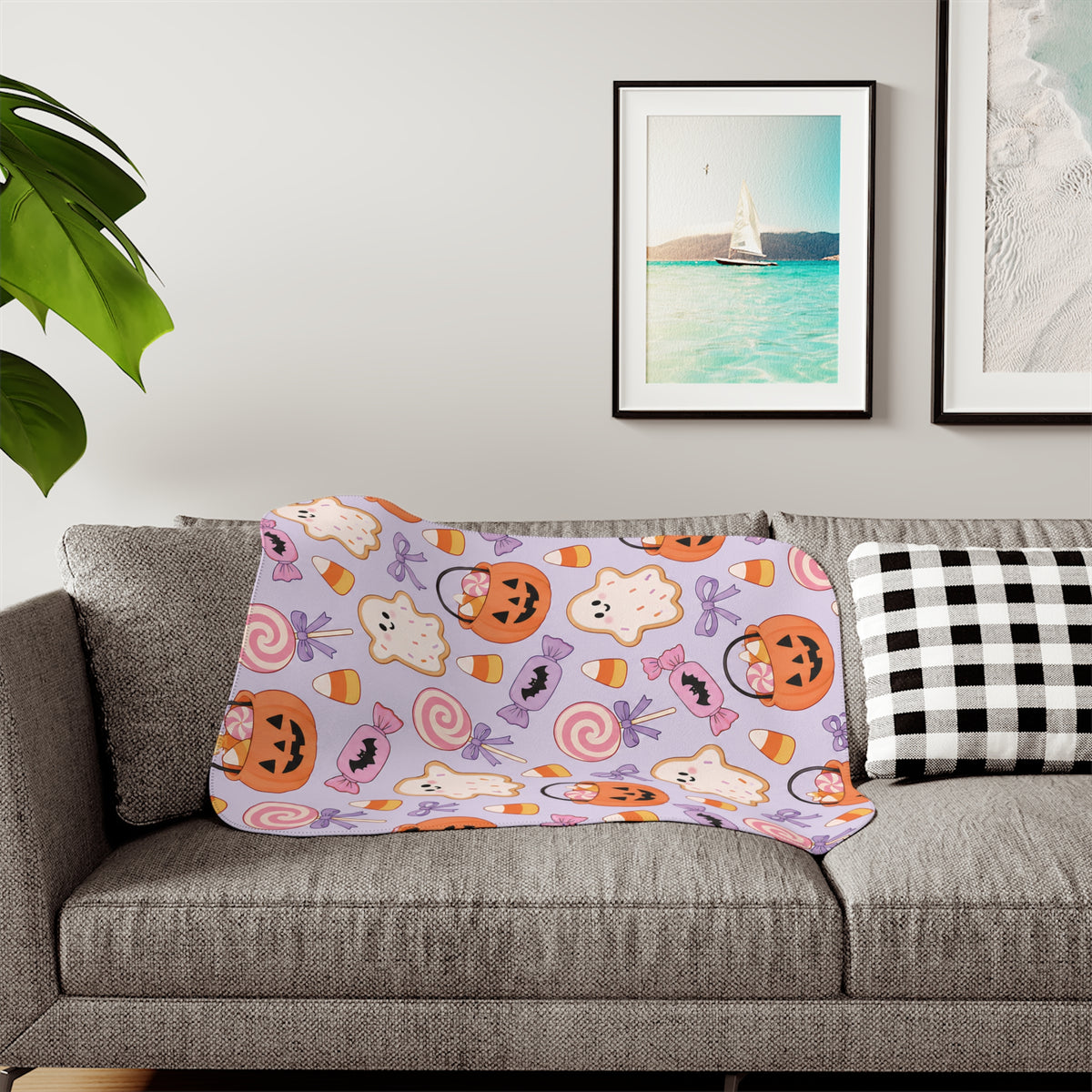 Halloween Candy Sherpa Blanket