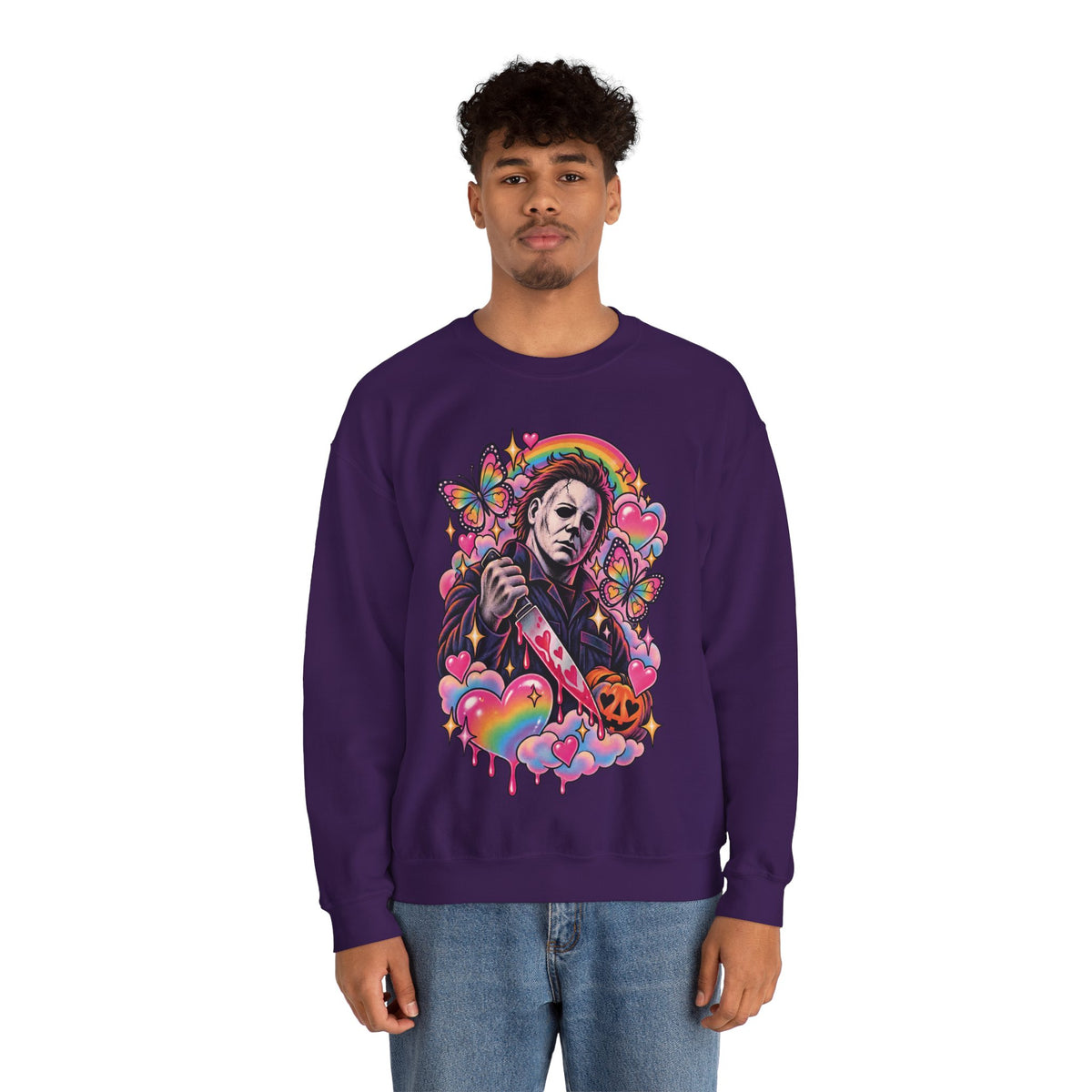 Colorful Michael Myers Horror Heart Crewneck