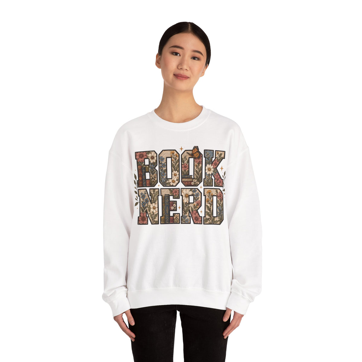 Floral Book Nerd Crewneck Sweatshirt