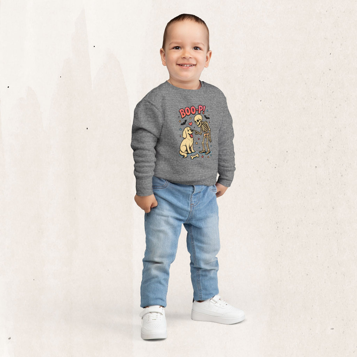 Skeleton & Puppy “BOO-P!” Toddler Sweatshirt