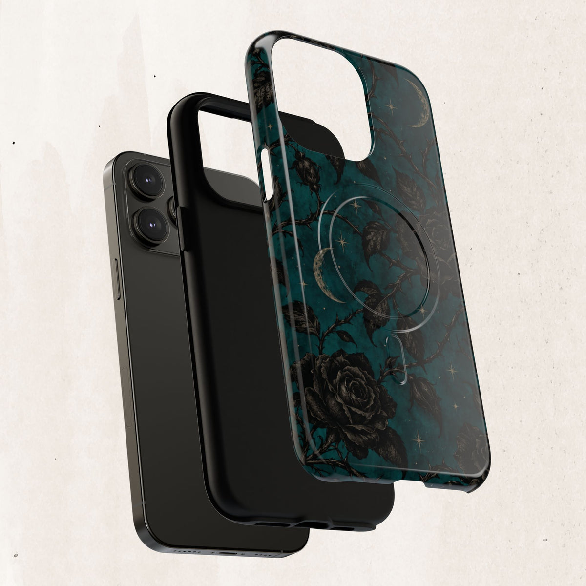 Teal Moon & Black Rose Tough Protective Case