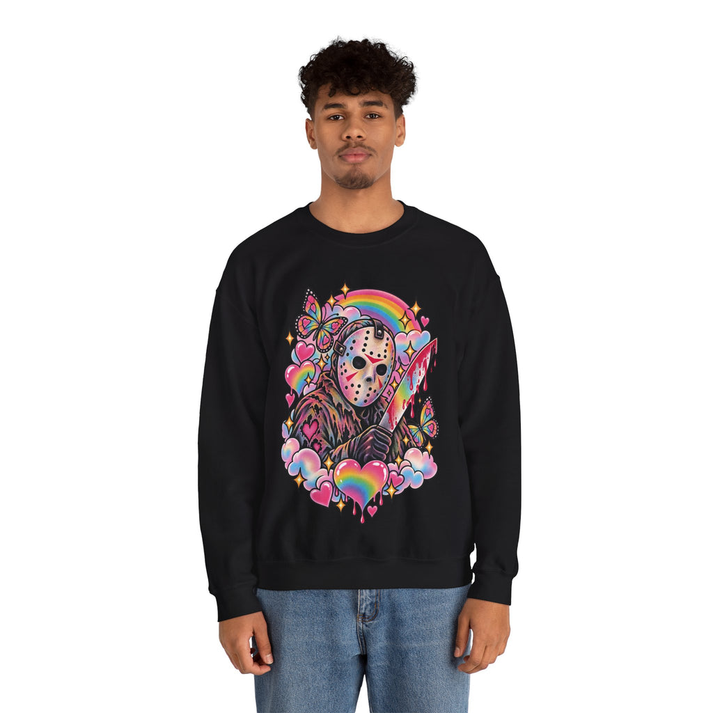 Jason Mask Rainbow Horror Crewneck Sweatshirt
